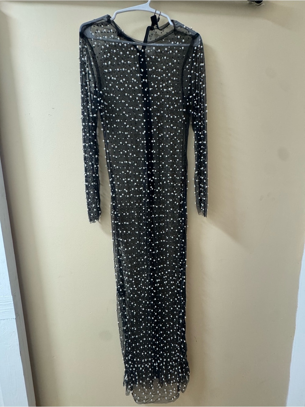 Nasty Gal Black Sheer Long-Sleeve Sequin Maxi Dress